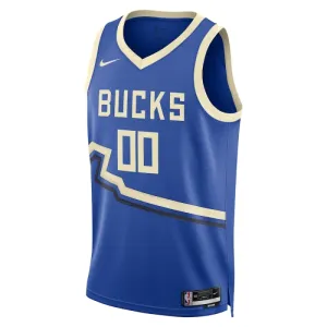 Nike Milwaukee Bucks Trikot Personalisiert City Edition 24/25 Swingman Blau Für Herren