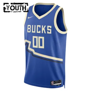 Nike Milwaukee Bucks Trikot Personalisiert City Edition 24/25 Swingman Blau Für Kinder