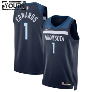 Nike Minnesota Timberwolves Anthony Edwards 1 Trikot Icon Edition Swingman Navy Für Kinder