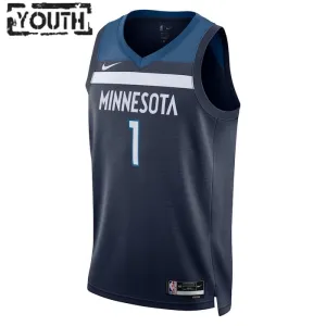 Nike Minnesota Timberwolves Anthony Edwards 1 Trikot Icon Edition Swingman Navy Für Kinder