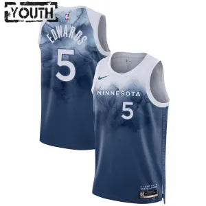 Nike Minnesota Timberwolves Anthony Edwards 5 Trikot City Edition 23/24 Swingman Blau Für Kinder
