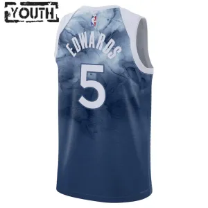 Nike Minnesota Timberwolves Anthony Edwards 5 Trikot City Edition 23/24 Swingman Blau Für Kinder