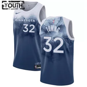 Nike Minnesota Timberwolves Karl Anthony Towns 32 Trikot City Edition 23/24 Swingman Blau Für Kinder
