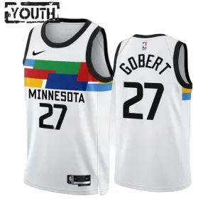 Nike Minnesota Timberwolves Rudy Gobert 27 Trikot City Edition 22/23 Swingman Weiß Für Kinder
