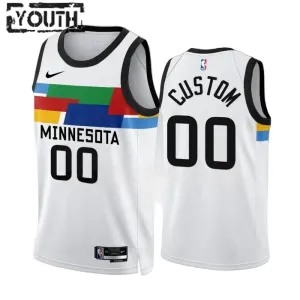 Nike Minnesota Timberwolves Trikot Personalisiert City Edition 22/23 Swingman Weiß Für Kinder