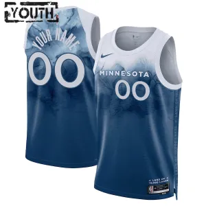Nike Minnesota Timberwolves Trikot Personalisiert City Edition 23/24 Swingman Blau Für Kinder