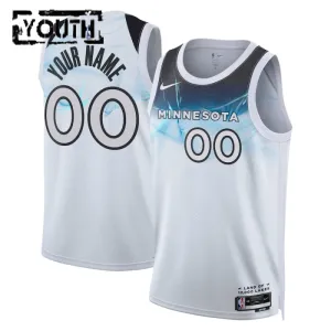 Nike Minnesota Timberwolves Trikot Personalisiert City Edition 24/25 Swingman Weiß Für Kinder