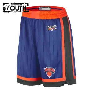 Nike New York Knicks Shorts City Edition 23/24 Swingman Blau Für Kinder
