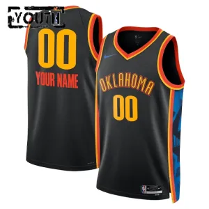 Nike Oklahoma City Thunder Trikot Personalisiert City Edition 24/25 Swingman Schwarz Für Kinder