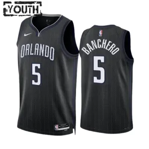 Nike Orlando Magic Paolo Banchero 5 Trikot City Edition 22/23 Swingman Schwarz Für Kinder