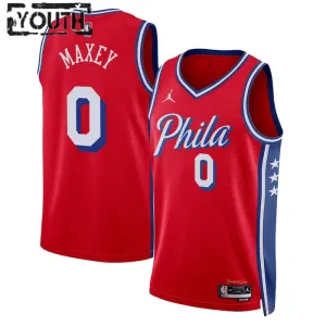 Jordan Philadelphia 76ers Tyrese Maxey 0 Trikot Statement Edition Swingman Rot Für Kinder