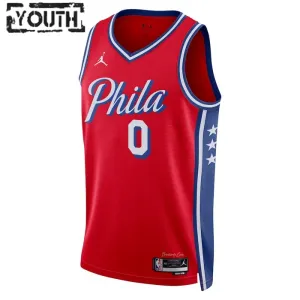 Jordan Philadelphia 76ers Tyrese Maxey 0 Trikot Statement Edition Swingman Rot Für Kinder