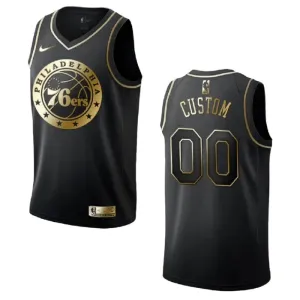 Nike Philadelphia 76ers Golden Edition Trikot Personalisiert Swingman Schwarz Für Herren