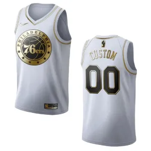 Nike Philadelphia 76ers Golden Edition Trikot Personalisiert Swingman Weiß Für Herren