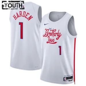 Nike Philadelphia 76ers James Harden 1 Trikot City Edition 22/23 Swingman Weiß Für Kinder