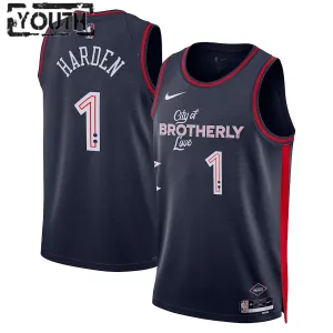 Nike Philadelphia 76ers James Harden Trikot City Edition 23/24 Swingman Navy Für Kinder