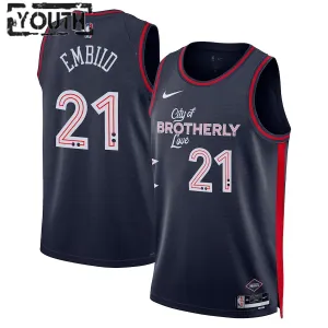 Nike Philadelphia 76ers Joel Embiid Trikot City Edition 23/24 Swingman Navy Für Kinder