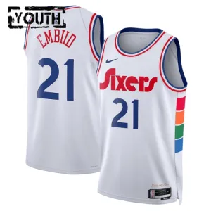 Nike Philadelphia 76ers Joel Embiid Trikot City Edition 24/25 Swingman Weiß Für Kinder