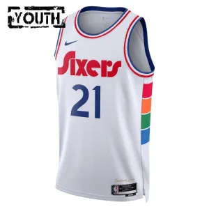 Nike Philadelphia 76ers Joel Embiid Trikot City Edition 24/25 Swingman Weiß Für Kinder