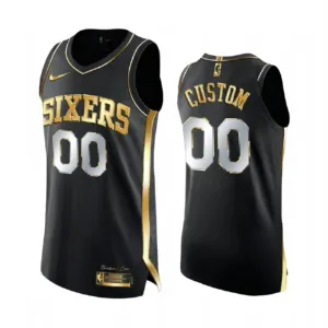 Nike Philadelphia 76ers Limited Golden Edition Trikot Personalisiert Swingman Schwarz Für Herren