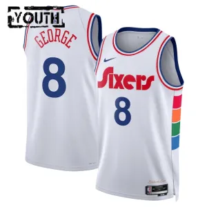 Nike Philadelphia 76ers Paul George Trikot City Edition 24/25 Swingman Weiß Für Kinder