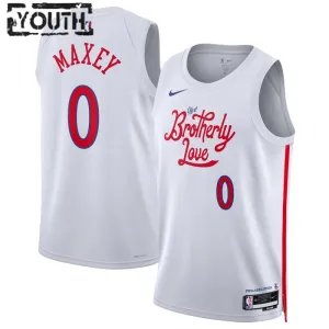 Nike Philadelphia 76ers Tyrese Maxey 0 Trikot City Edition 22/23 Swingman Weiß Für Kinder