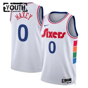 Nike Philadelphia 76ers Tyrese Maxey Trikot City Edition 24/25 Swingman Weiß Für Kinder