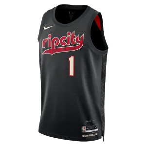 Nike Portland Trail Blazers Anfernee Simons Trikot City Edition 23/24 Swingman Schwarz Für Herren