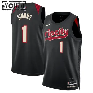 Nike Portland Trail Blazers Anfernee Simons Trikot City Edition 23/24 Swingman Schwarz Für Kinder