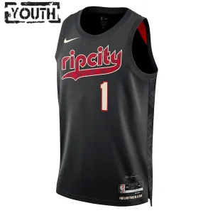 Nike Portland Trail Blazers Anfernee Simons Trikot City Edition 23/24 Swingman Schwarz Für Kinder