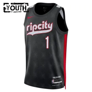 Nike Portland Trail Blazers Anfernee Simons Trikot City Edition 24/25 Swingman Schwarz Für Kinder