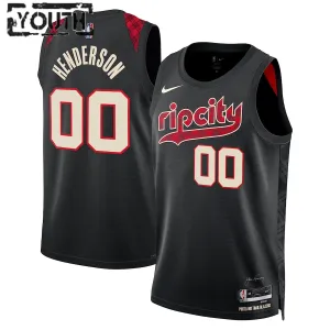 Nike Portland Trail Blazers Scoot Henderson Trikot City Edition 23/24 Swingman Schwarz Für Kinder