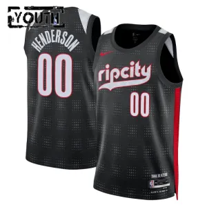 Nike Portland Trail Blazers Scoot Henderson Trikot City Edition 24/25 Swingman Schwarz Für Kinder