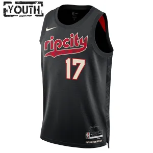 Nike Portland Trail Blazers Shaedon Sharpe Trikot City Edition 23/24 Swingman Schwarz Für Kinder