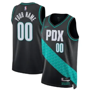 Nike Portland Trail Blazers Trikot Personalisiert City Edition 22/23 Swingman Schwarz Für Herren