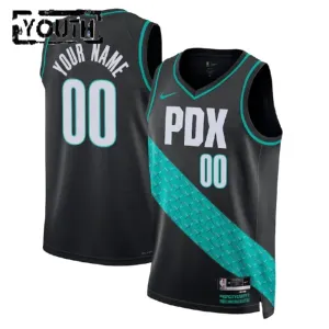 Nike Portland Trail Blazers Trikot Personalisiert City Edition 22/23 Swingman Schwarz Für Kinder