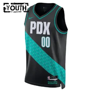 Nike Portland Trail Blazers Trikot Personalisiert City Edition 22/23 Swingman Schwarz Für Kinder