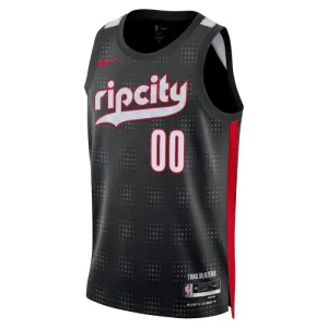 Nike Portland Trail Blazers Trikot Personalisiert City Edition 24/25 Swingman Schwarz Für Herren
