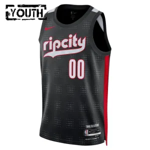 Nike Portland Trail Blazers Trikot Personalisiert City Edition 24/25 Swingman Schwarz Für Kinder