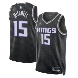 Jordan Sacramento Kings Davion Mitchell 15 Trikot Statement Edition Swingman Schwarz Für Herren