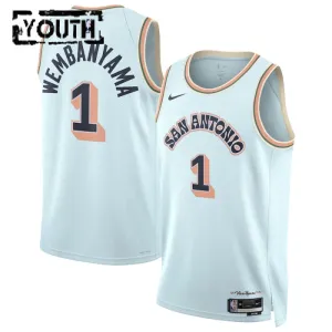 Nike San Antonio Spurs Victor Wembanyama Trikot City Edition 24/25 Swingman Blau Für Kinder