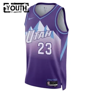 Nike Utah Jazz Lauri Markkanen Trikot City Edition 24/25 Swingman Lila Für Kinder
