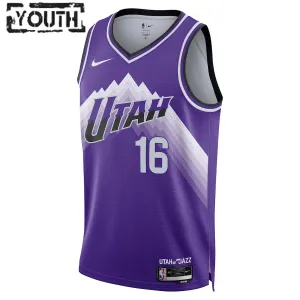 Nike Utah Jazz Simone Fontecchio Trikot City Edition 23/24 Swingman Lila Für Kinder